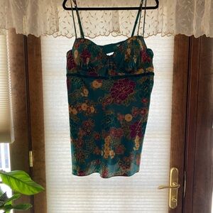Floral Teal Spaghetti Strap Chemise Lingerie